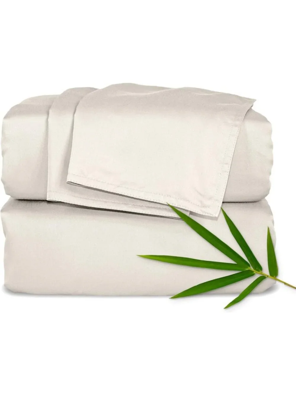 Luxuriously Soft Organic Bamboo Full Sheet Set - Cooling, Double-Stitched, Creme